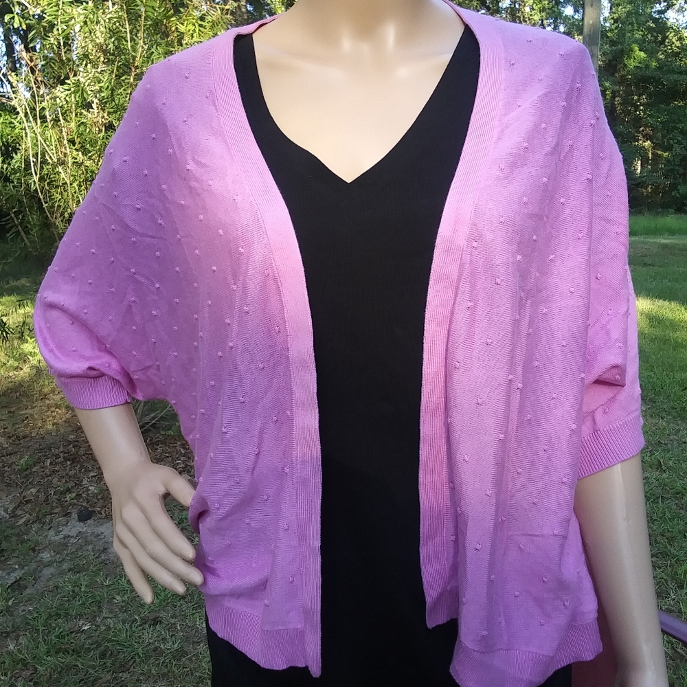 NWOT "Andeawy" pink 1/2 sleeve open front sweater